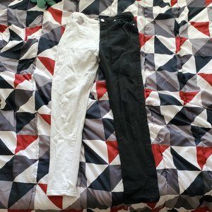Two-Toned Black-and White Skinny Jeans